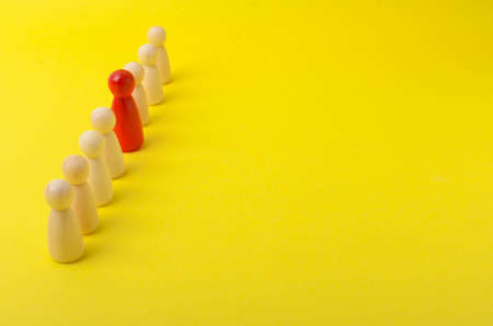 Business & HR global wood puzzle concept for leadership and team with peg dollの写真素材