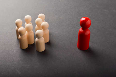 Business & HR global wood puzzle concept for leadership and team with peg dollの写真素材