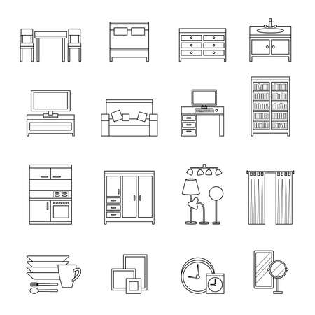 Furniture line icons setのイラスト素材
