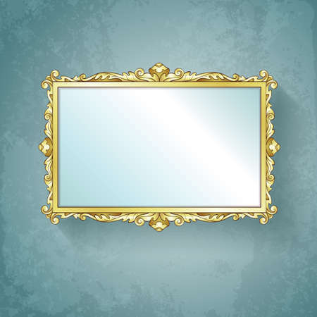 Golden frame. Hand drawn vector illustrationのイラスト素材