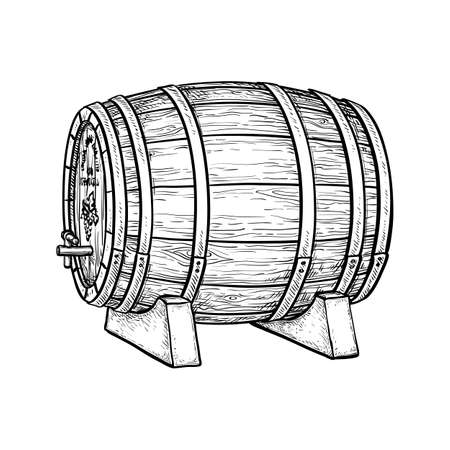 Wine barrel isolated on white background. Vector illustration.のイラスト素材