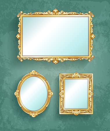 Set of vintage banners. Vector illustration of gold frames.のイラスト素材