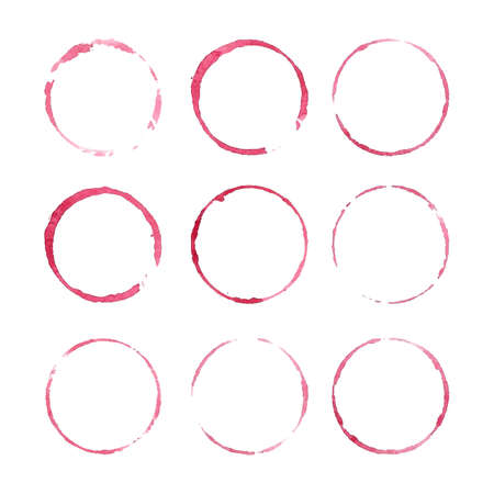 Red wine stains. Design elements isolated on white. Abstract watercolor background.のイラスト素材