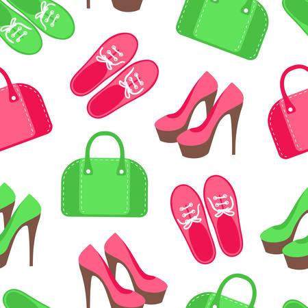 Seamless pattern with shoes and handbagsのイラスト素材