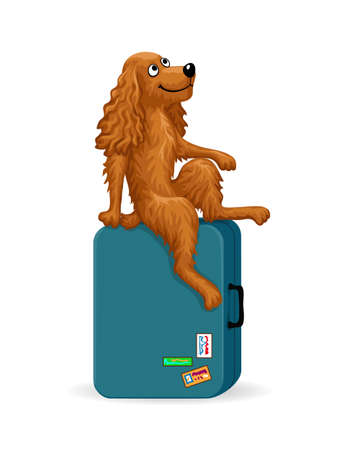 Cartoon dog sitting on a suitcaseのイラスト素材