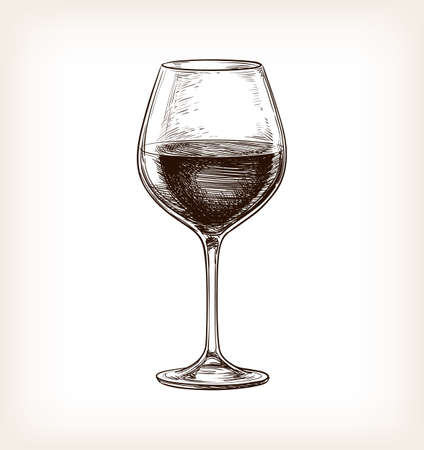Hand drawn illustration of wineglass.のイラスト素材