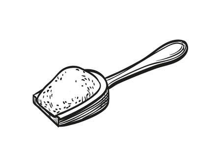 Wooden scoop with flour.のイラスト素材