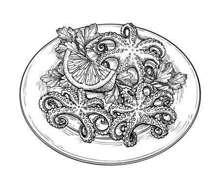 Octopus ink sketch.のイラスト素材