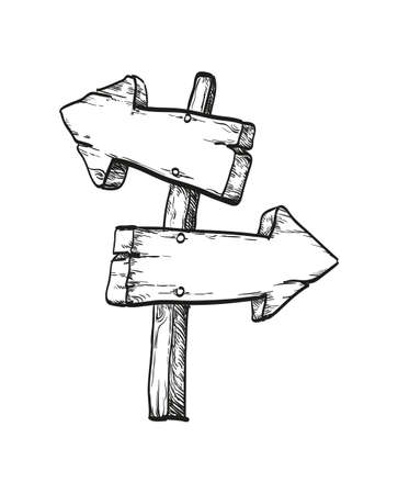 Ink sketch of wooden signpostのイラスト素材