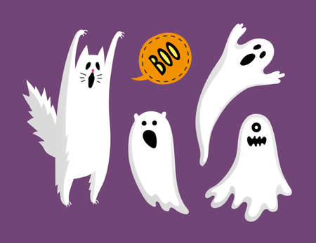 Cute halloween ghosts.のイラスト素材