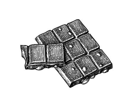 Bar of milk chocolate with hazelnuts.のイラスト素材