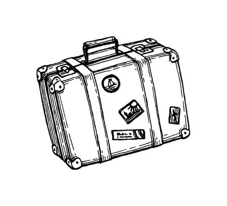 Ink sketch of suitcase.のイラスト素材