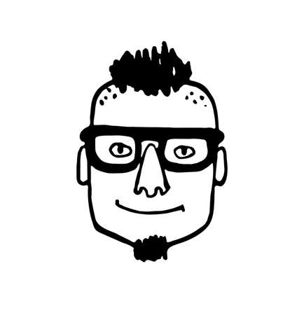Doodle sketch of boy with glassesのイラスト素材