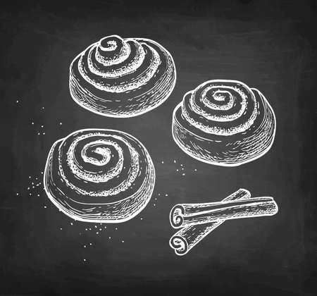 Chalk sketch of cinnamon rollsのイラスト素材
