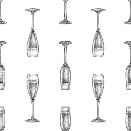 Seamless pattern with glass of champagne.のイラスト素材