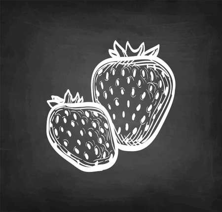 Chalk sketch of strawberries.のイラスト素材