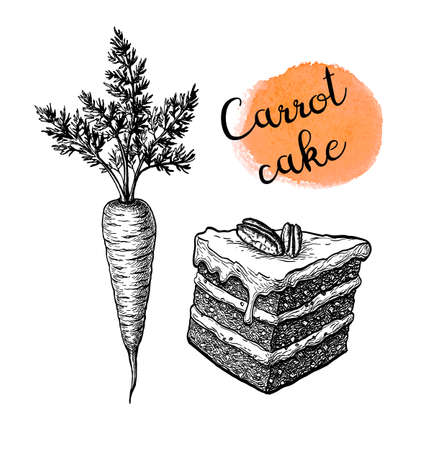 Ink sketch of carrot cake.のイラスト素材