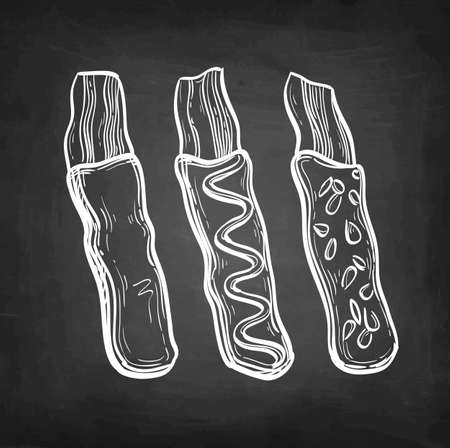 Chalk sketch of chocolate-covered bacon.のイラスト素材