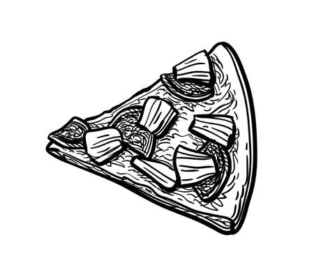 Ink sketch of pizza.のイラスト素材