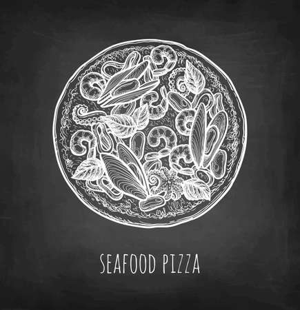 Chalk sketch of pizza.のイラスト素材