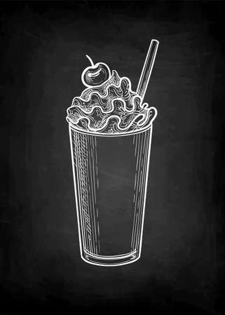 Chalk sketch of milkshake with whipped cream.のイラスト素材