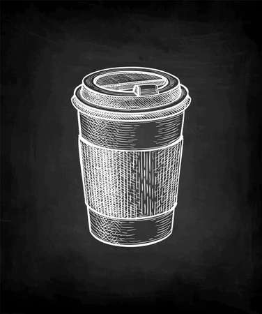 Chalk sketch of hot drink in paper cup.のイラスト素材