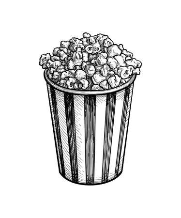 Ink sketch of popcorn.のイラスト素材