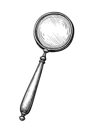 Ink sketch of magnifying glass.のイラスト素材