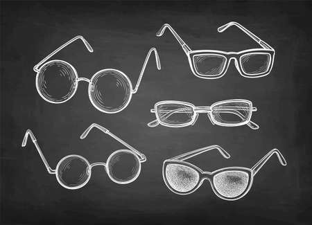 Chalk sketch set of eyeglasses.のイラスト素材