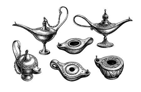 Antique oil lamps.のイラスト素材