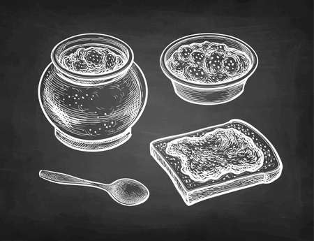 Chalk sketch of jam jar.のイラスト素材
