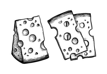 Ink sketch of swiss cheeseのイラスト素材