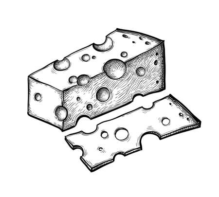 Ink sketch of swiss cheeseのイラスト素材
