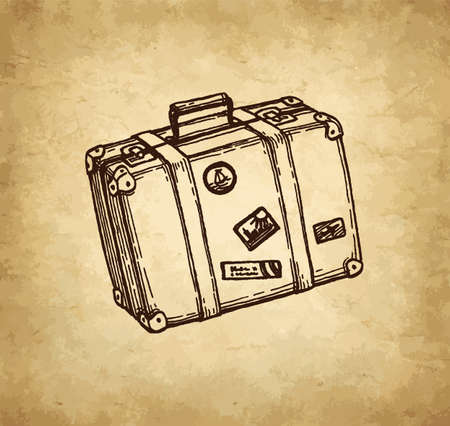 Suitcase with stickers.のイラスト素材