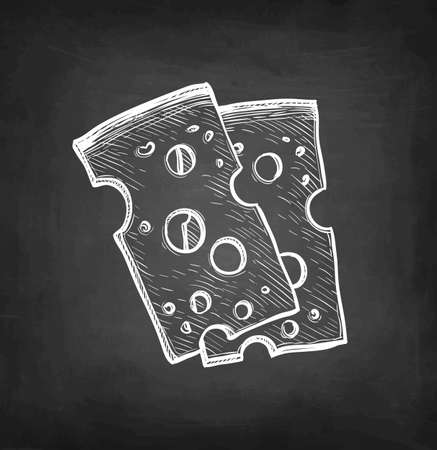 Cheese slices chalk sketch.のイラスト素材