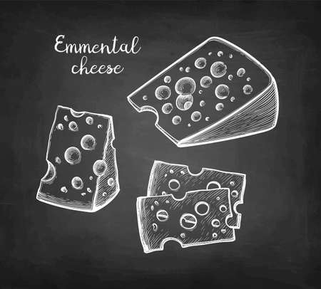 Emmental cheese chalk sketch.のイラスト素材