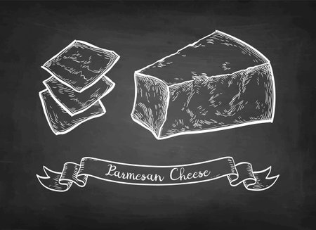 Parmesan cheese chalk sketch.のイラスト素材