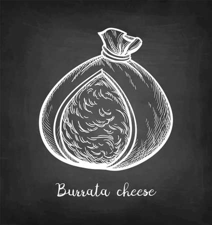 Burrata cheese chalk sketch.のイラスト素材