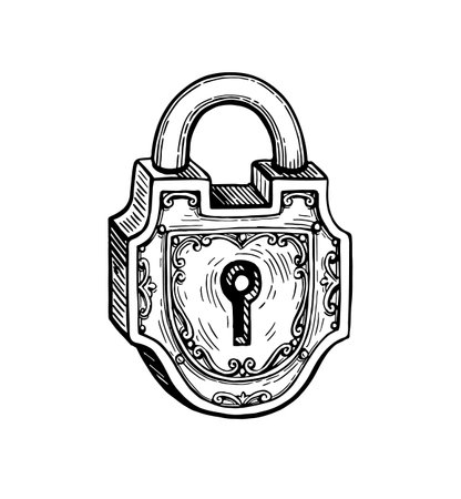 Padlock ink sketch.のイラスト素材
