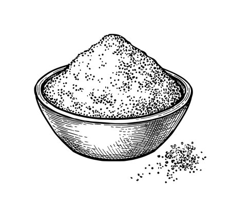 Turmeric powder in a bowl ink sketchのイラスト素材