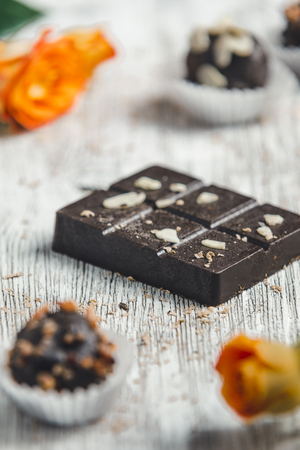 chocolate bar on light backgroundの写真素材