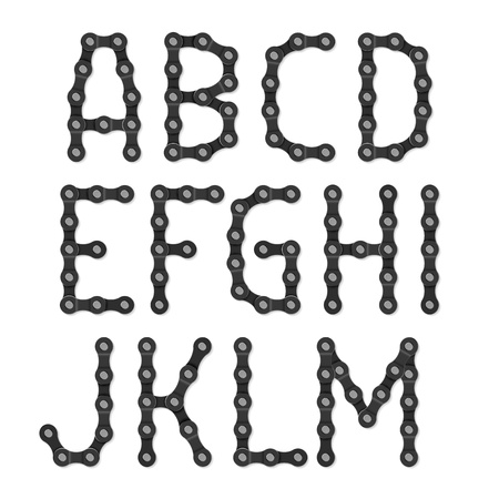 Bicycle chain alphabet A-Mのイラスト素材