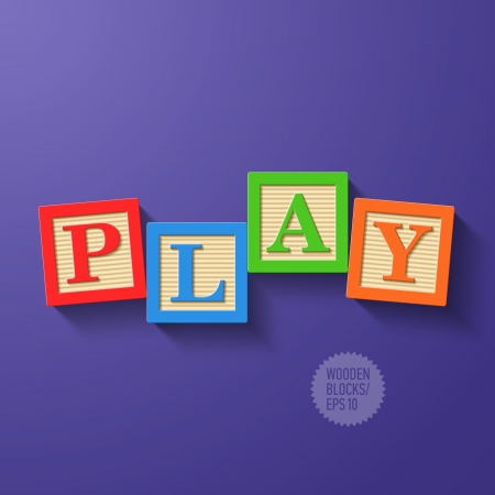 Wooden blocks arranged in the word PLAYのイラスト素材