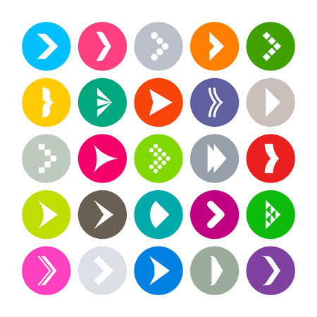 25 flat round icons with arrows signsのイラスト素材