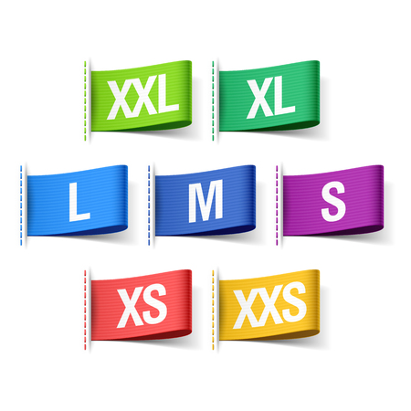Color clothing tags with sizesのイラスト素材