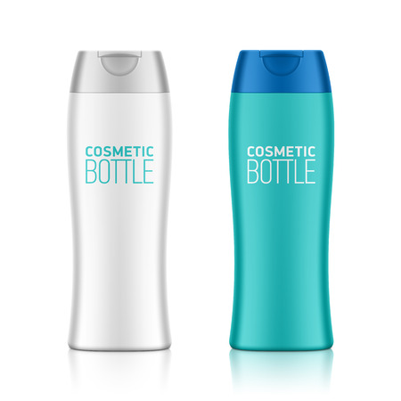 Cosmetic packaging, plastic shampoo or shower gel bottle templateのイラスト素材