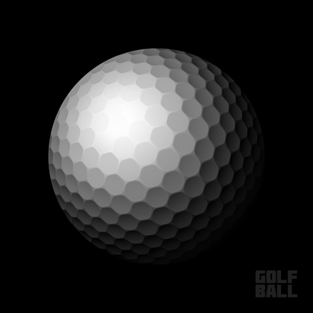 Golf ball on black backgroundのイラスト素材