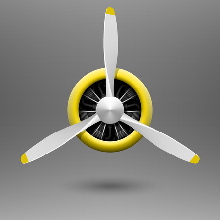 Vintage airplane propeller with radial engineのイラスト素材