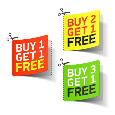 Buy 1 Get 1 Free promotional couponのイラスト素材