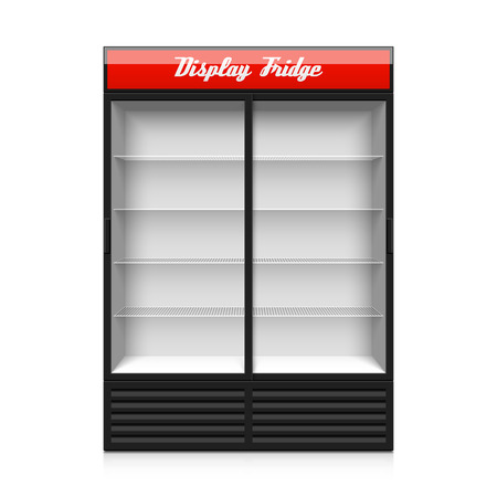 Upright double glass sliding door display fridgeのイラスト素材